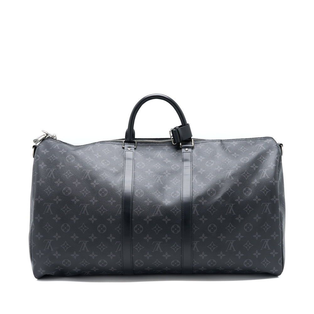 LOUIS VUITTON KEEPALL 55 WITH SHOULDER STRAP MONOGRAM ECLIPSE CANVAS SHW