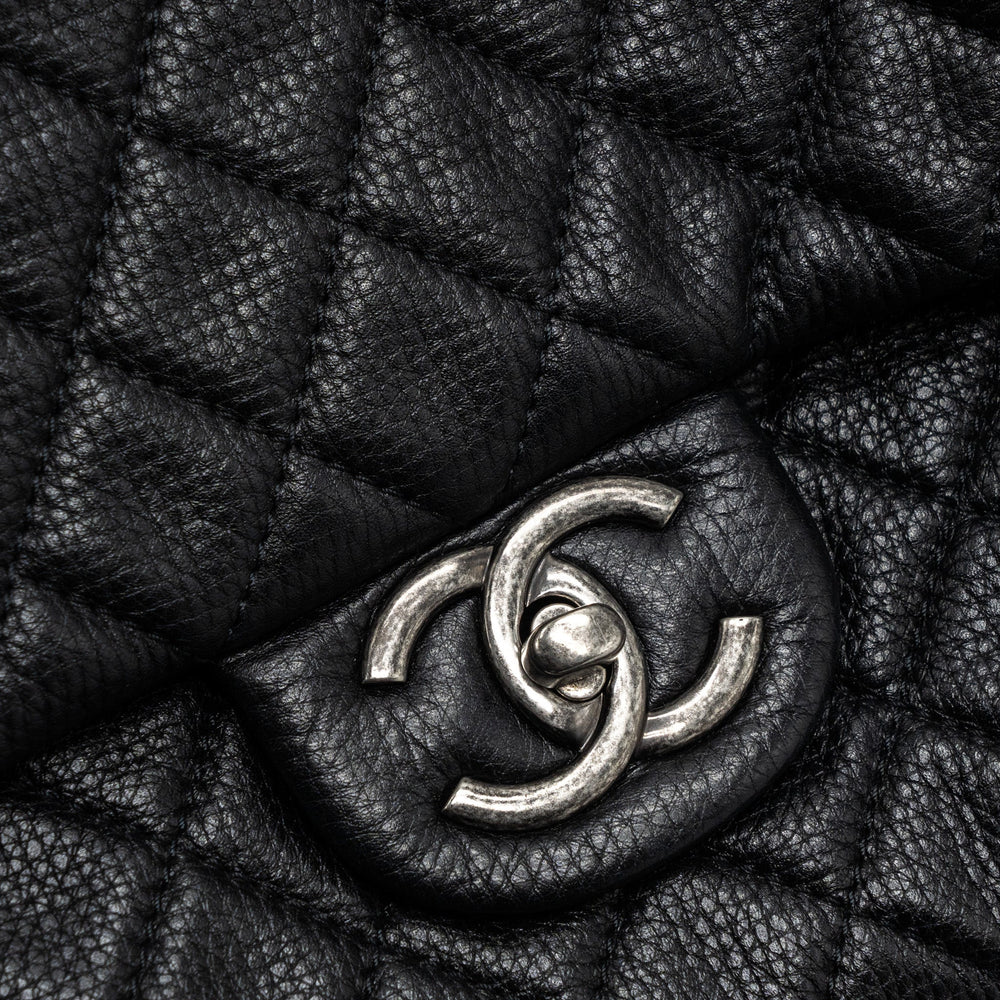 CHANEL XXL CLASSIC TRAVEL FLAP CALFSKIN BLACK RUTHENIUM HARDWARE