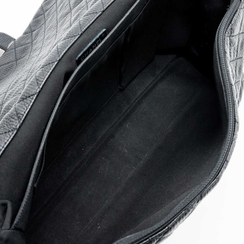 CHANEL XXL CLASSIC TRAVEL FLAP CALFSKIN BLACK RUTHENIUM HARDWARE