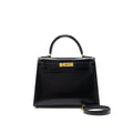 Hermes Kelly 28 Box Leather Black GHW