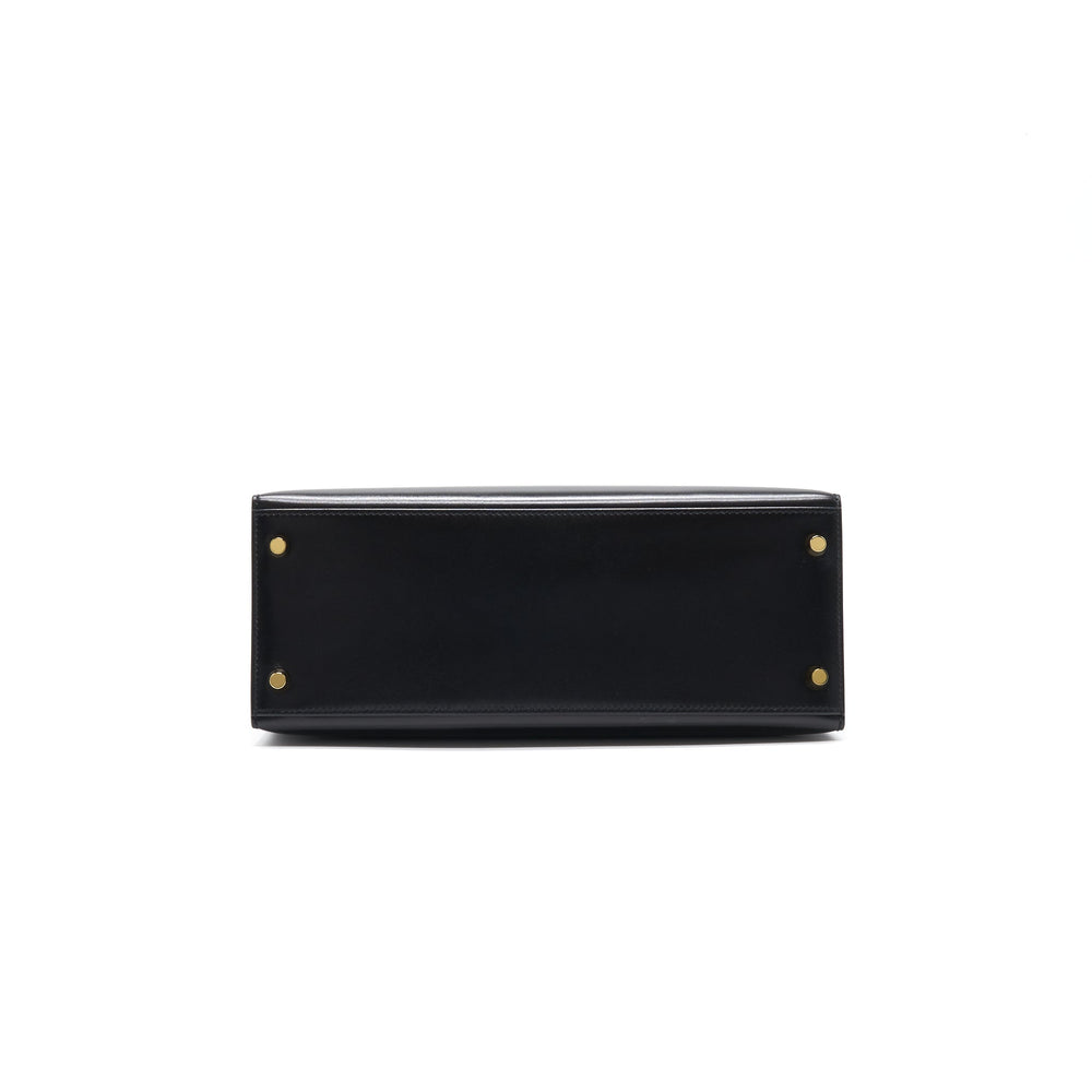 Hermes Kelly 28 Box Leather Black GHW