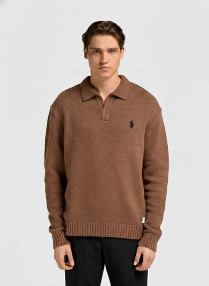 Heavy Knit Polo - Dark Grey