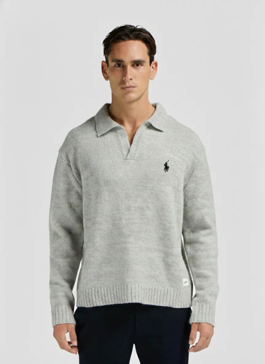 Heavy Knit Polo - Dark Grey