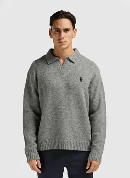 Heavy Knit Polo - Dark Grey