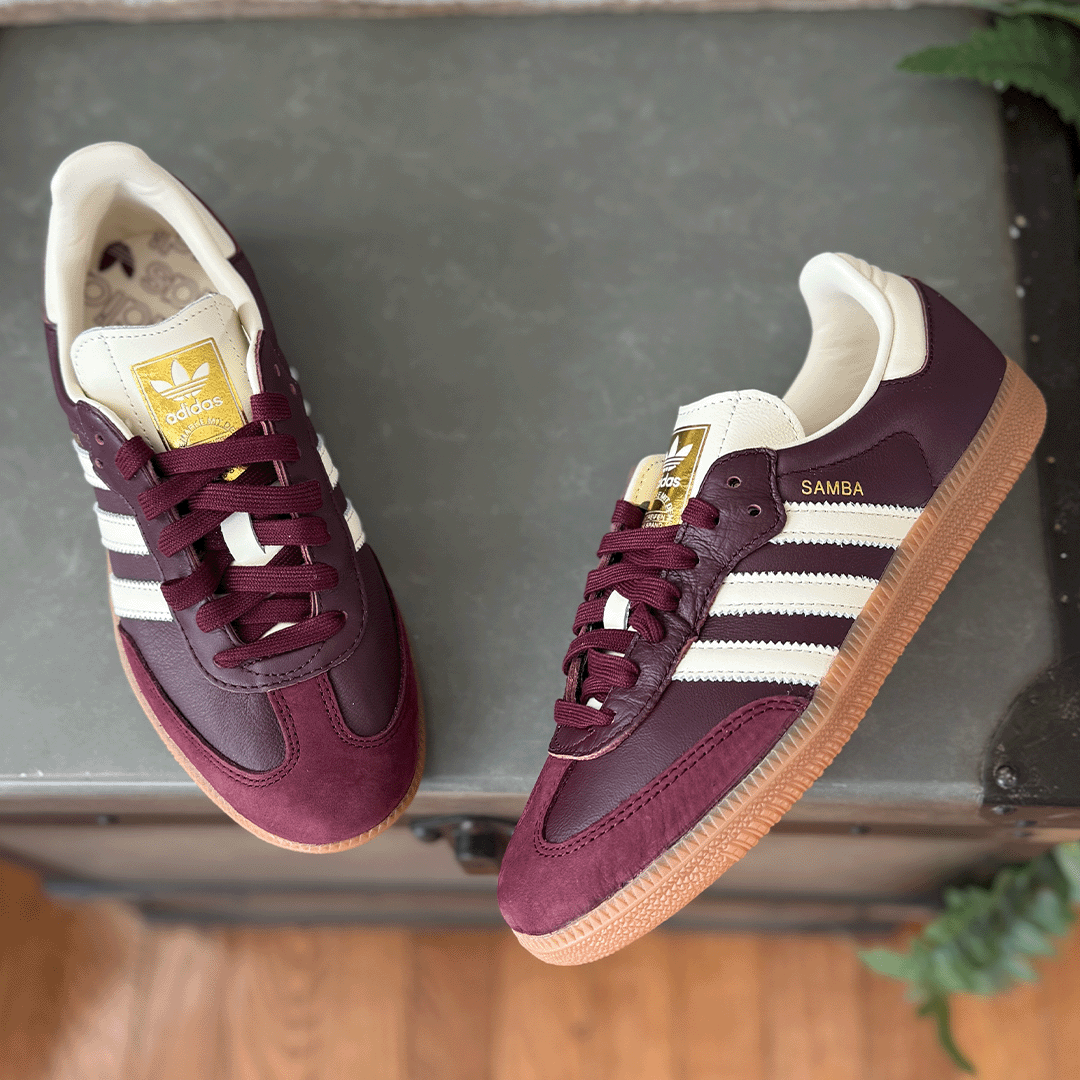 adidas Samba OG Maroon Gold Metallic Women's
