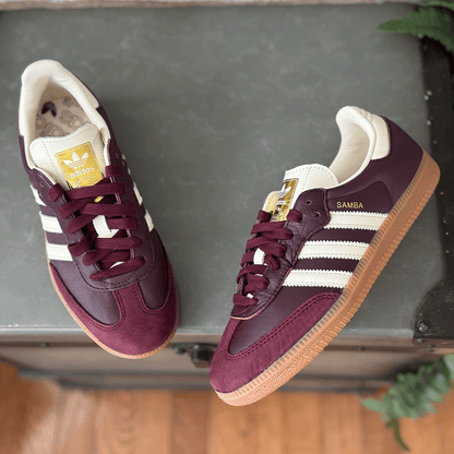 adidas Samba OG Maroon Gold Metallic Women's