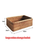 Handwoven Rectangular Rattan Wicker Basket