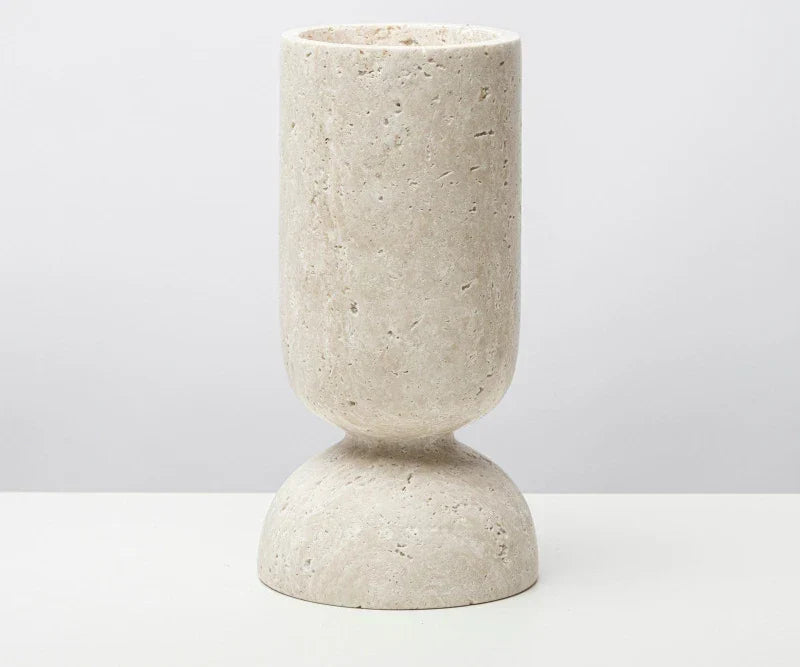 Cylindrical Stone Statues & Candle Holders