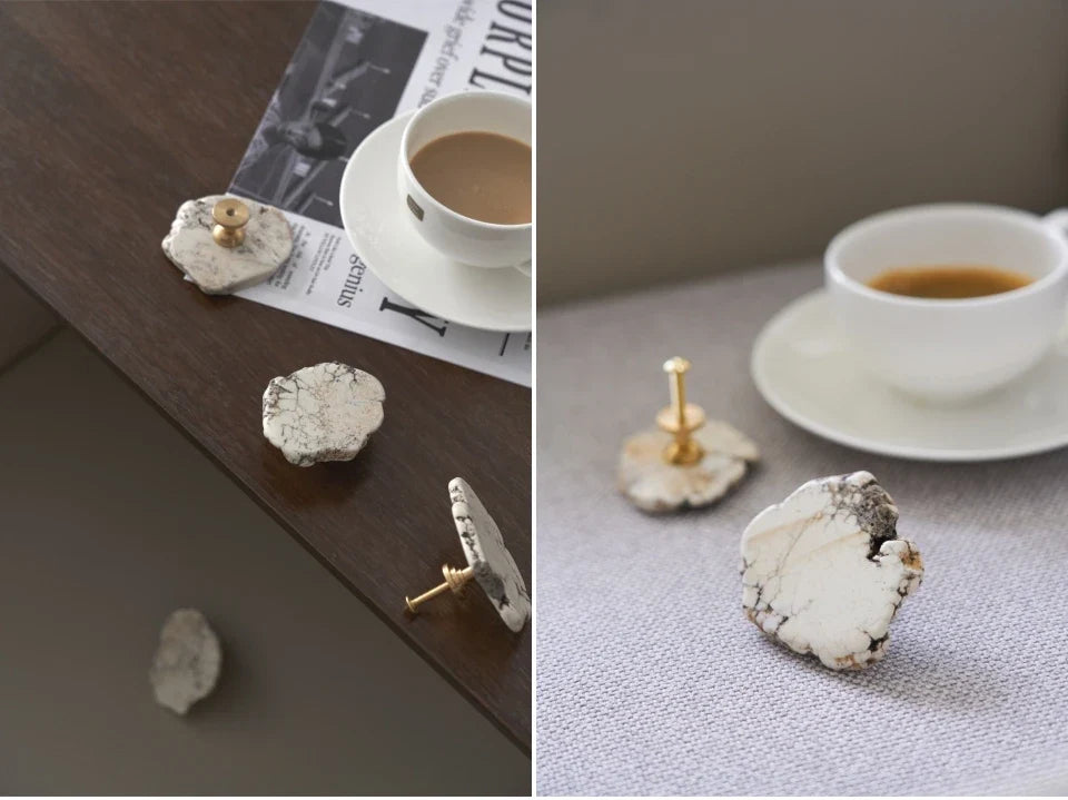Natural White Turquoise Marble Handle & Hooks