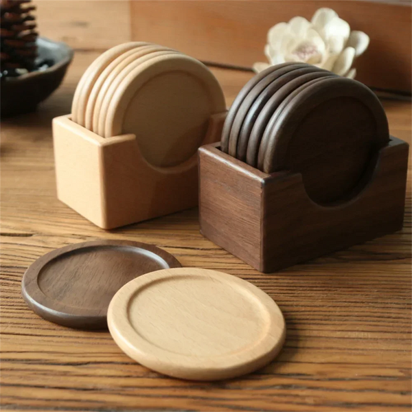 Solid Walnut Wood Coasters 6pcs/set