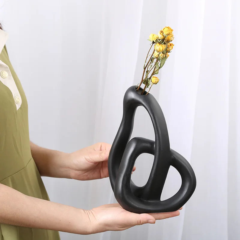 Abstract Interlinked Ceramic Vase