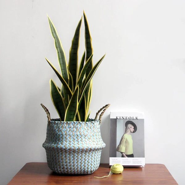 Boho Decor Striped Wicker Storage Baskets