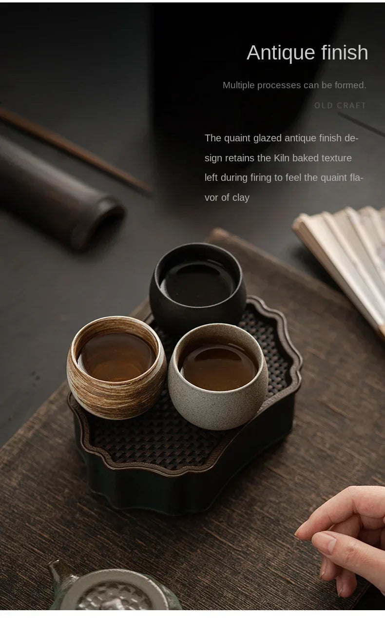 Japanese Style Handmade Stoneware Tea Cup & Bowl
