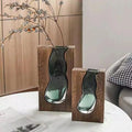 Jade Glass & Wooden Vase