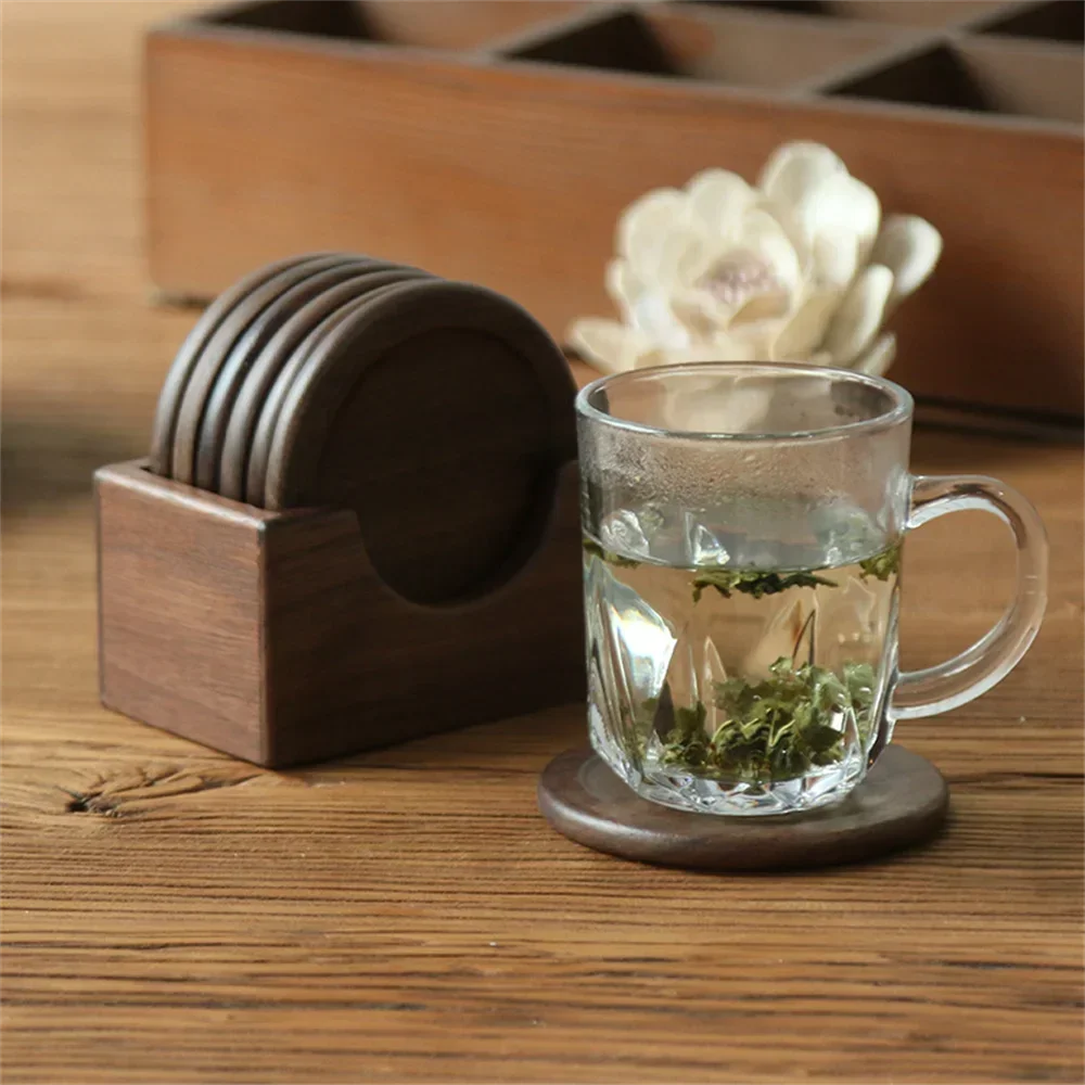 Solid Walnut Wood Coasters 6pcs/set