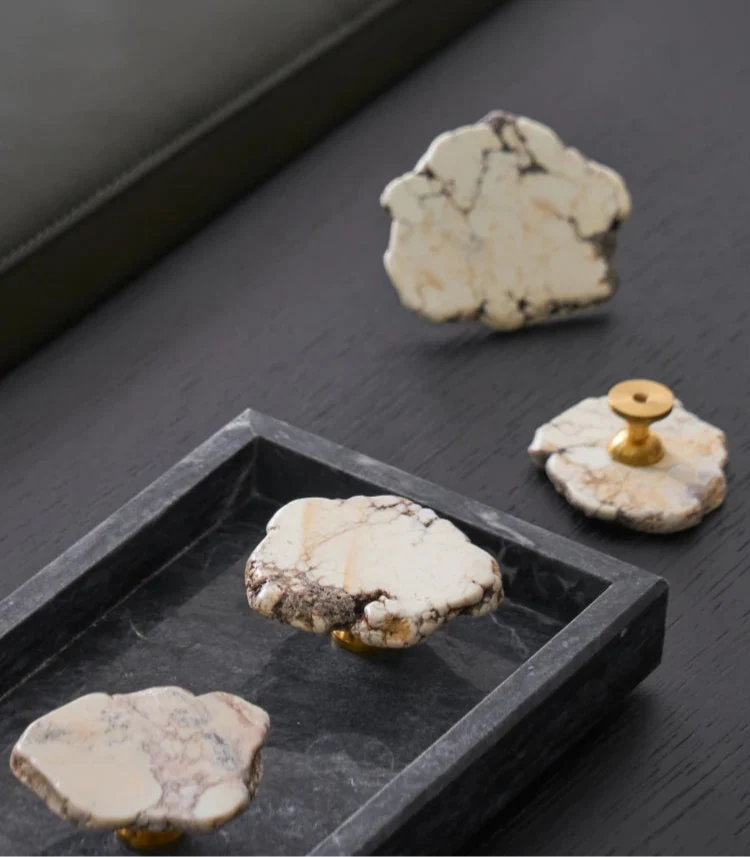 Natural White Turquoise Marble Handle & Hooks