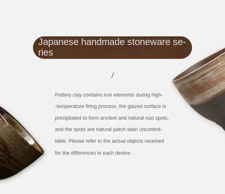Japanese Style Handmade Stoneware Tea Cup & Bowl